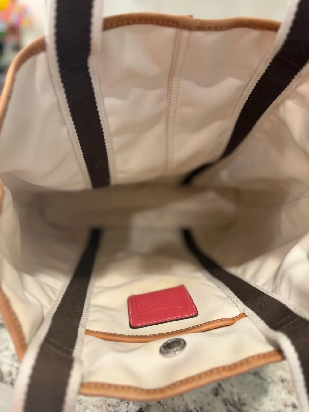 Coach y2k Canvas Backpack in Beige with Tan Trim